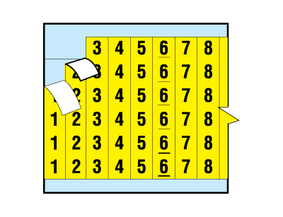 带背景色（红，黄，橙，蓝，绿，褐，黑）的连续数字 预印电线电缆标识